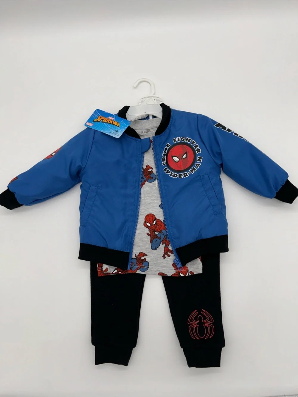 Marvel Spider-Man Boys 2T 3pc Jacket, Tee, Sweatpants set